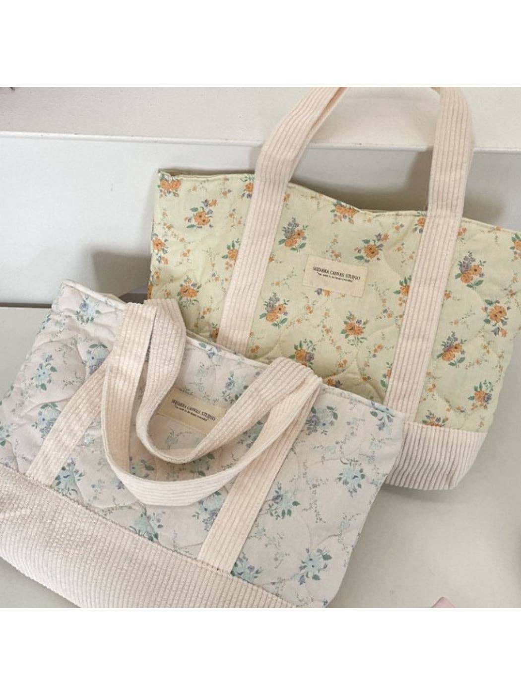 Cosbai - Quilted Floral Tote Bag