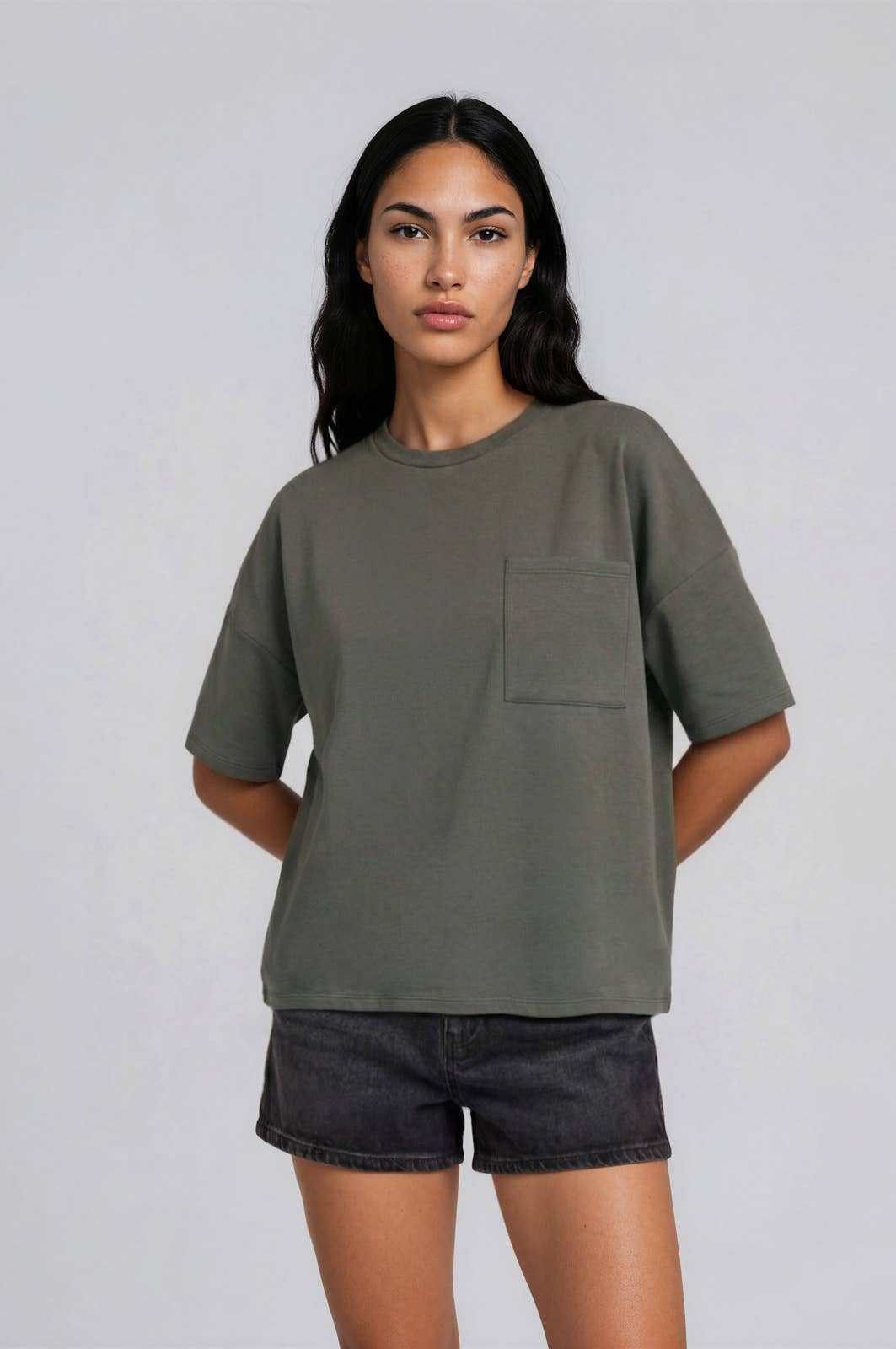 Short Sleeve Scuba Crew Neck Pocket Tee
