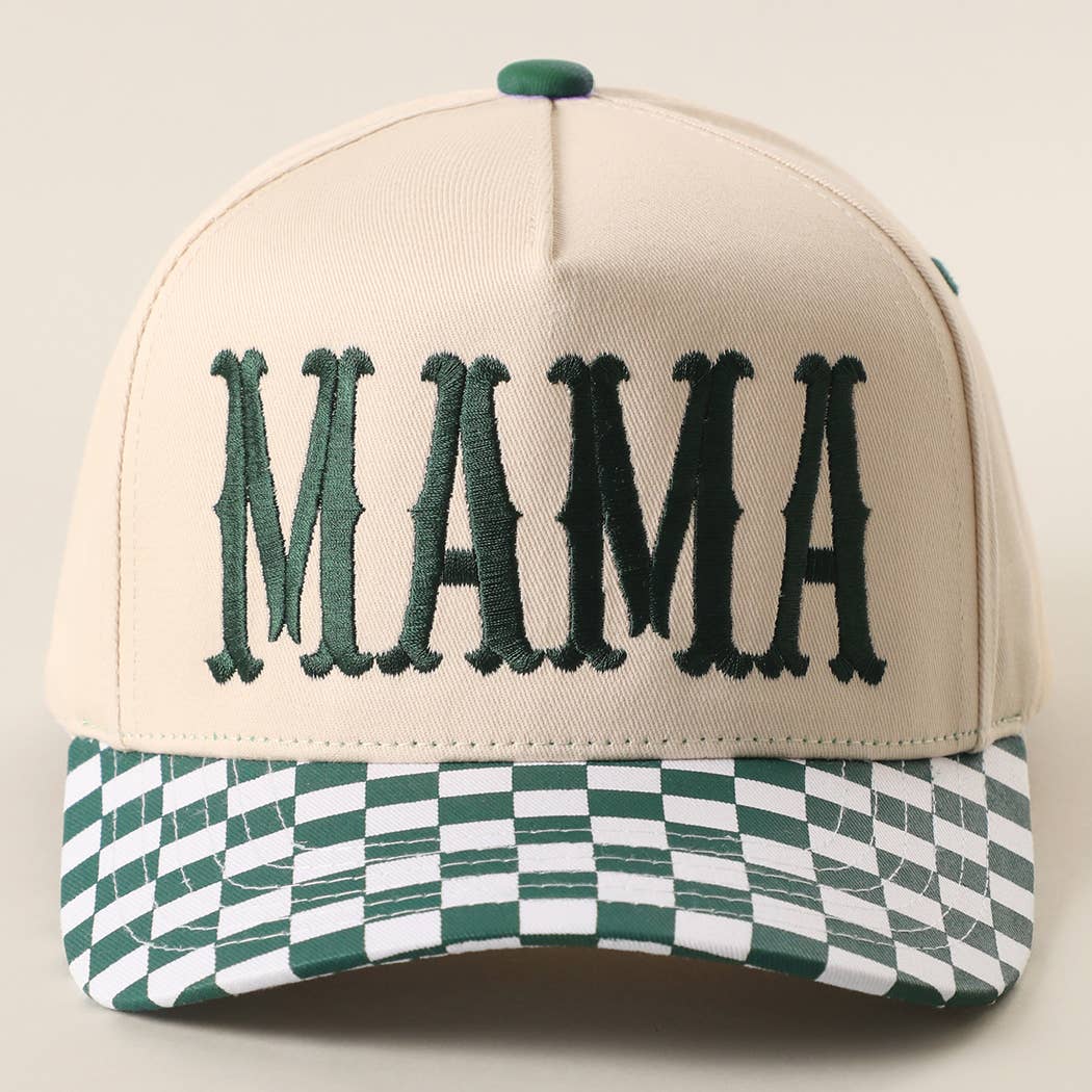 MAMA Embroidered Checkered Brim Trucker Hat