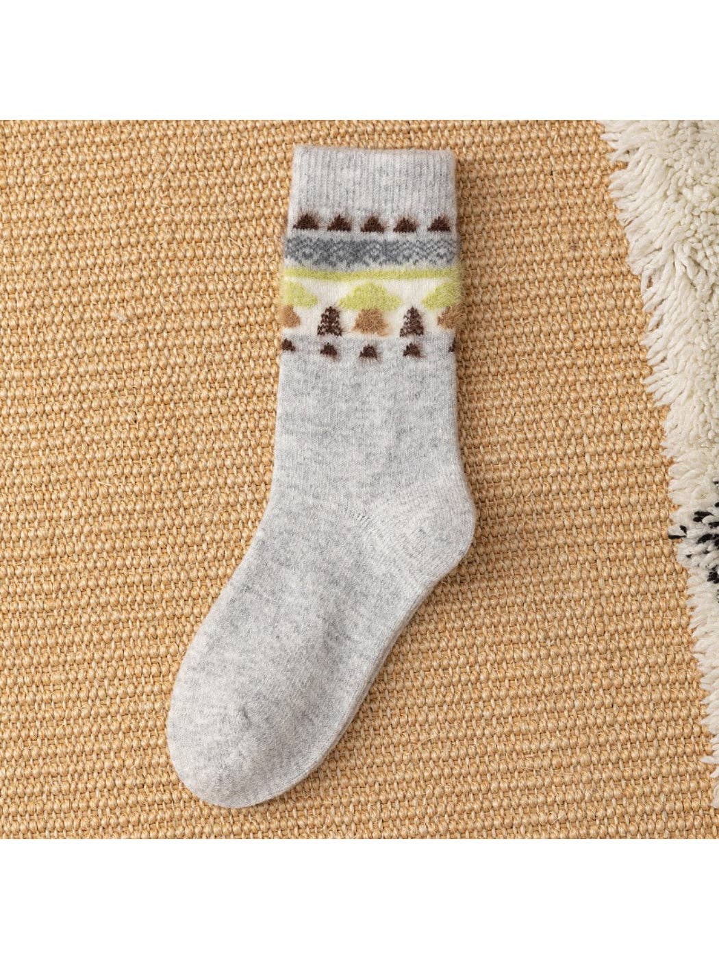 Rufia - Mushroom Pattern Knit Crew Socks