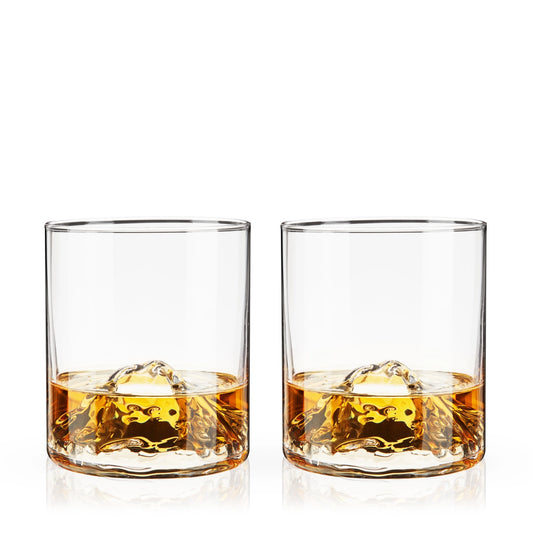 Pacific Northwest Mountain Themed Crystal Tumblers Set of 2