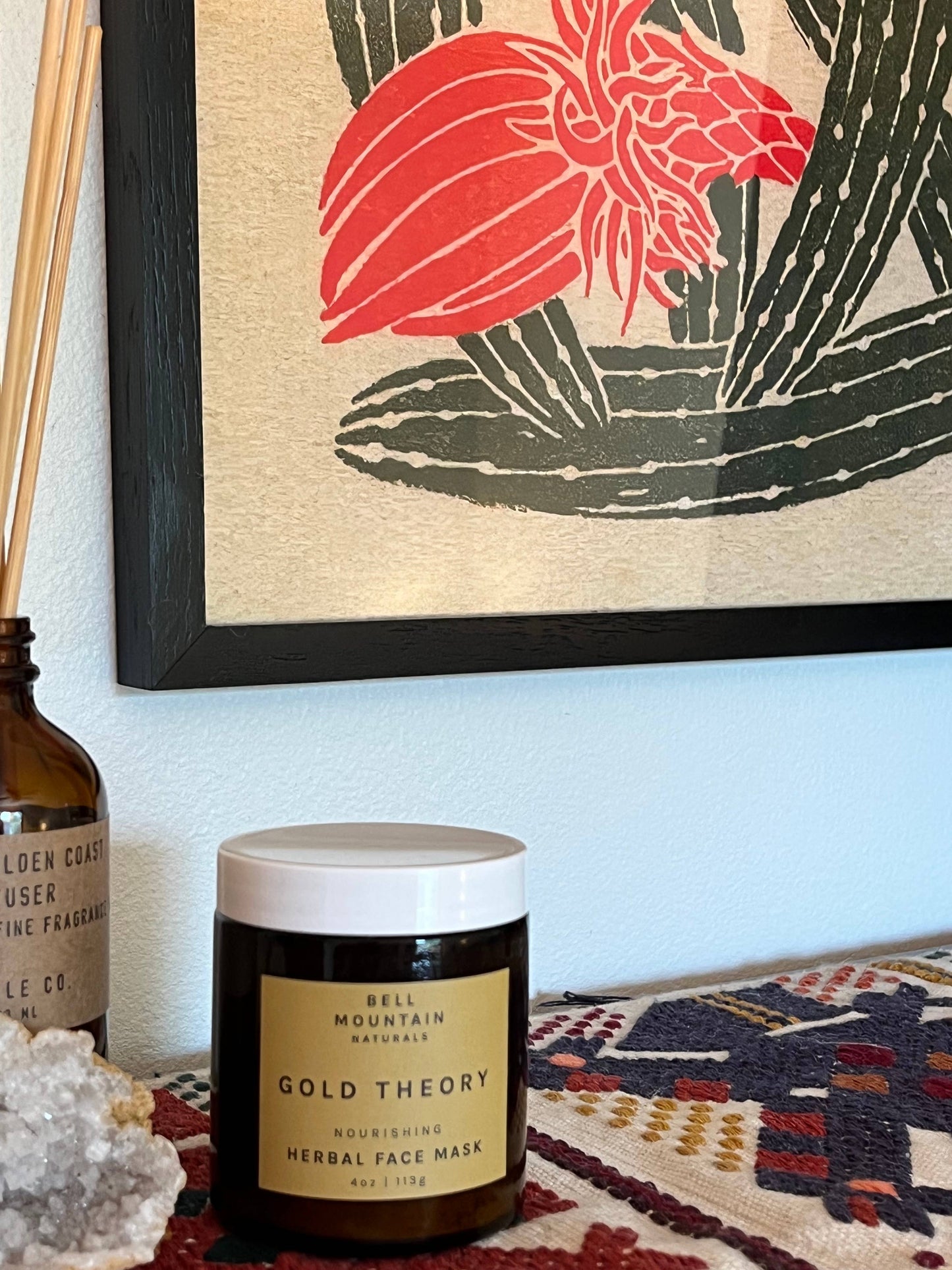Gold Theory. Herbal Face Mask. 4 ounce Glass Jar.