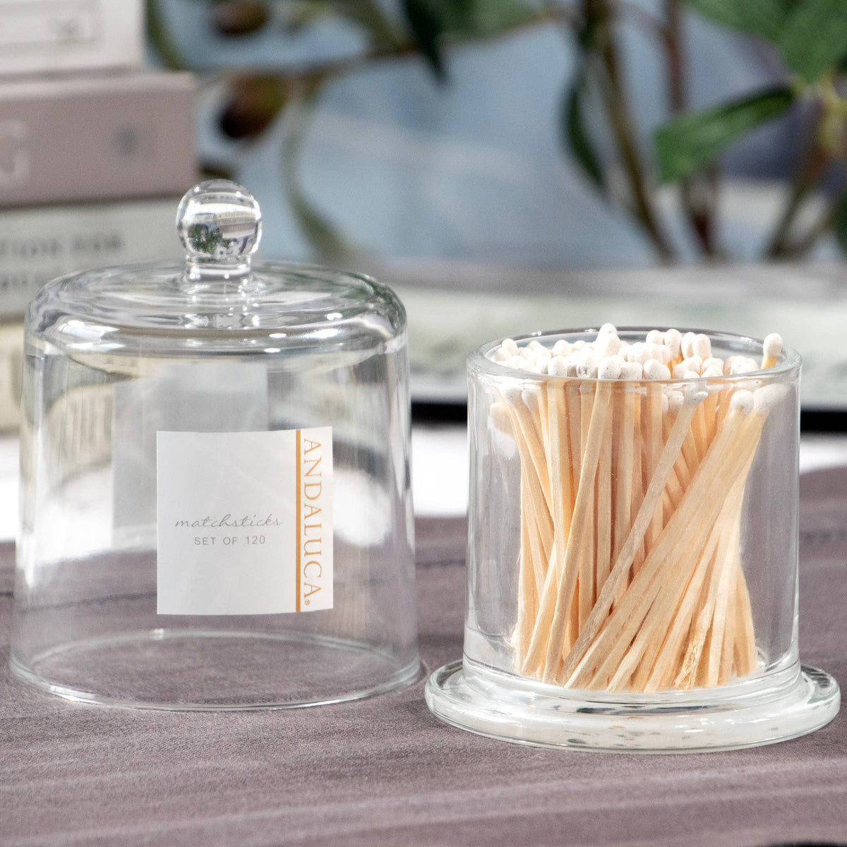 Glass Jar with Lid & 120 Wooden White Matches