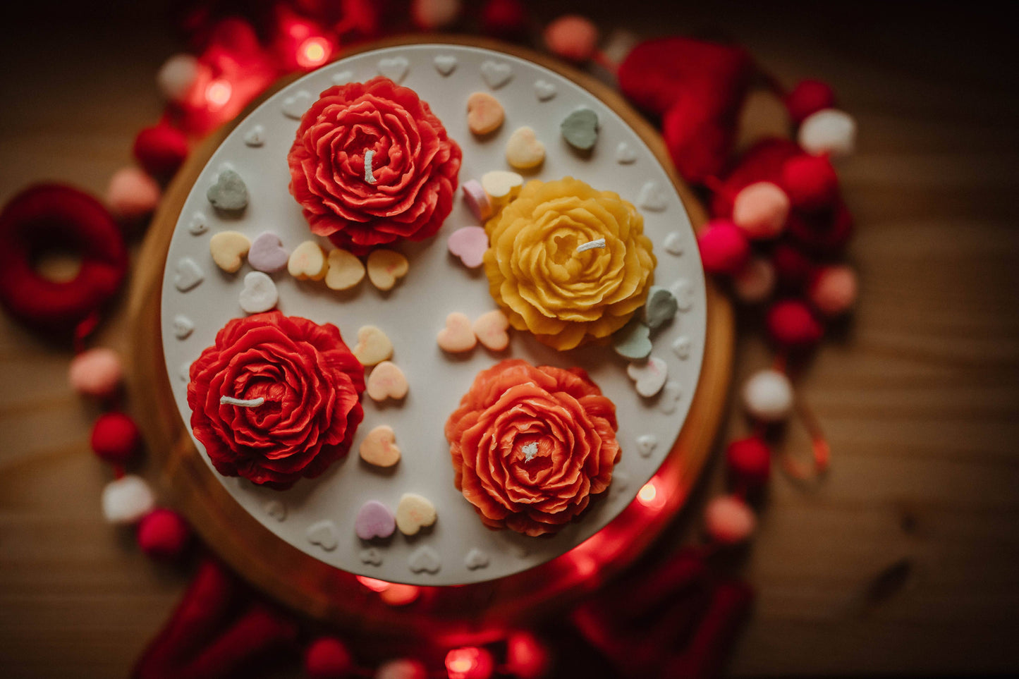 Beeswax peony candles