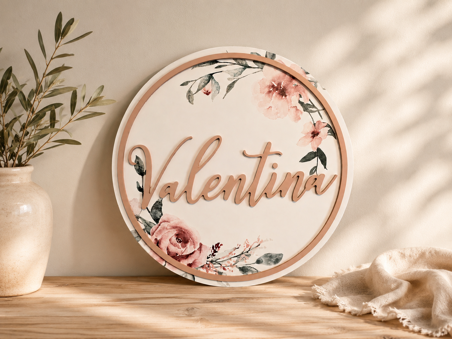 Personalized Floral Nursery Name Sign
